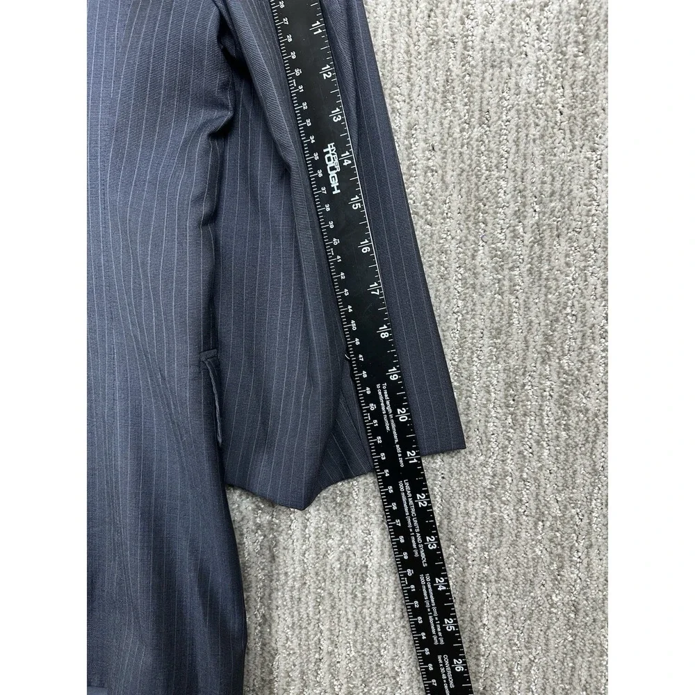Jos A Bank Signature Collection 44 Navy Blue Pinstripe Wool Silk Blazer Jacket